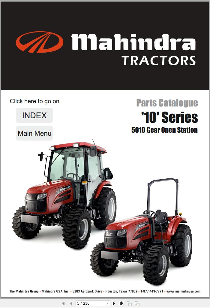 Mahindra Tractor 10 Series 5010 Gear Open Station Full Parts Manual Fast Download