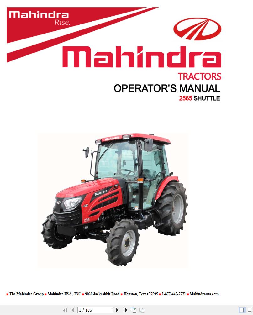 Mahindra Tractor 2565 Shuttle Full Operator Manual Fast Download