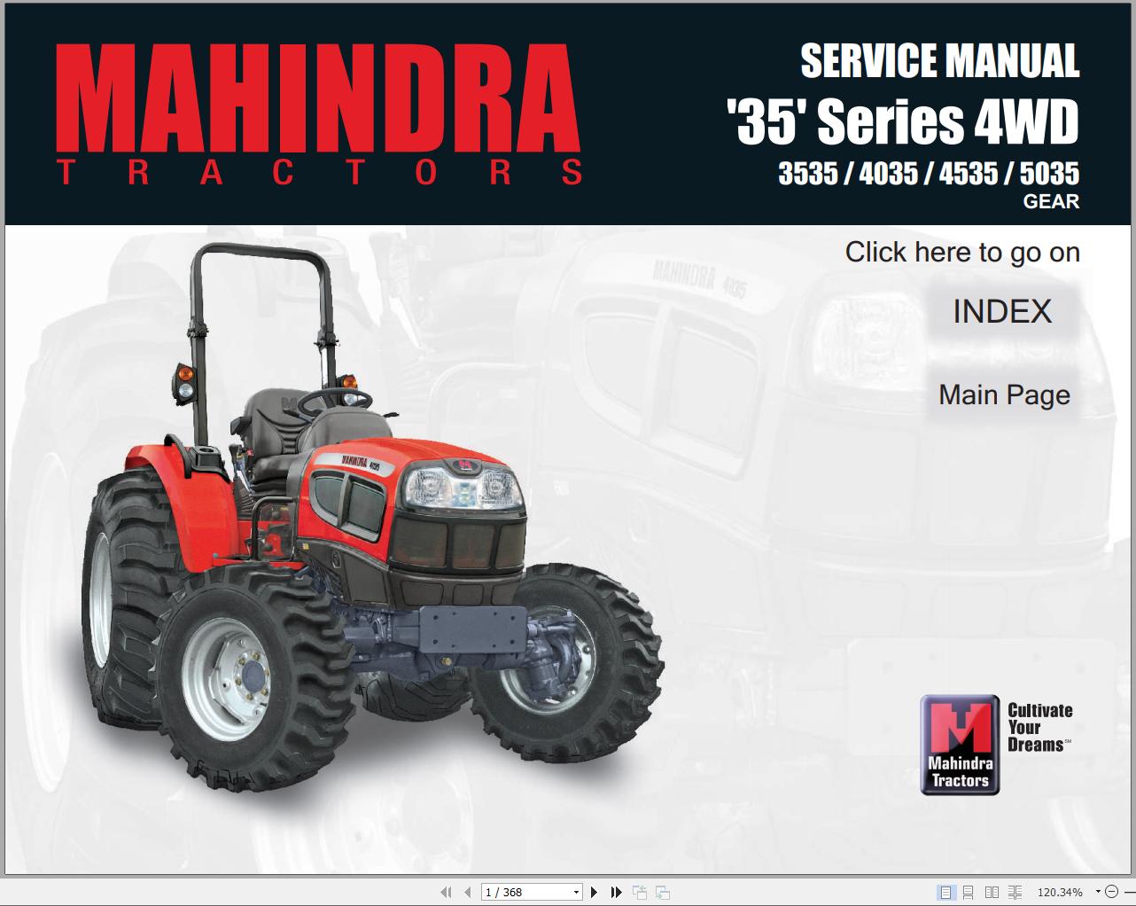 Mahindra Tractor 35 Series 4WD 3535 4035 4535 5035 Full Service Manual Fast Download