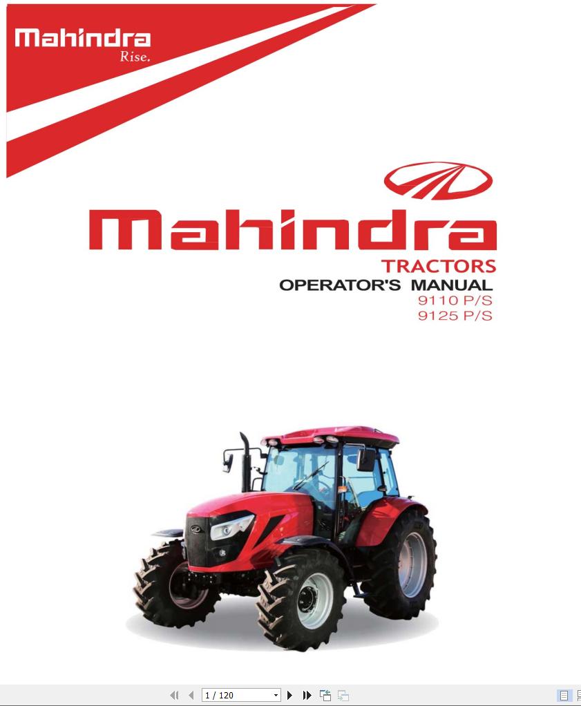 Mahindra Tractor 9110P 9110S 9125P 9125S Full Operator Manual Fast Download