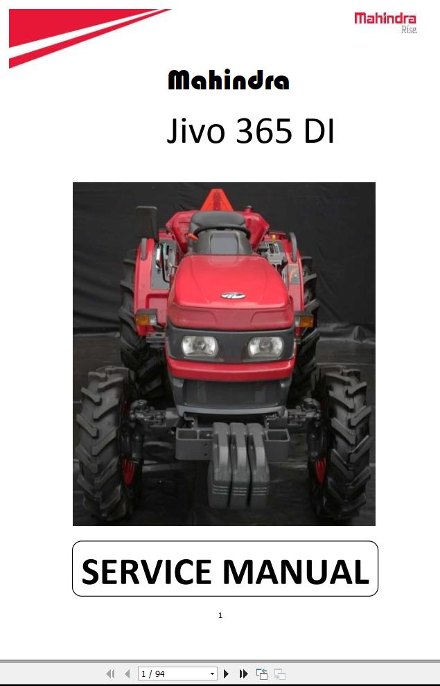 Mahindra Tractor Jivo 365 DI Full Service Manual Fast Download