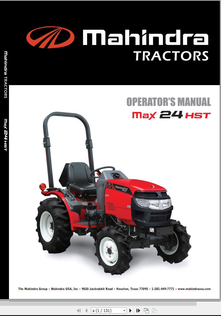 Mahindra Tractor Max 24 HST Full Operator Manual Fast Download