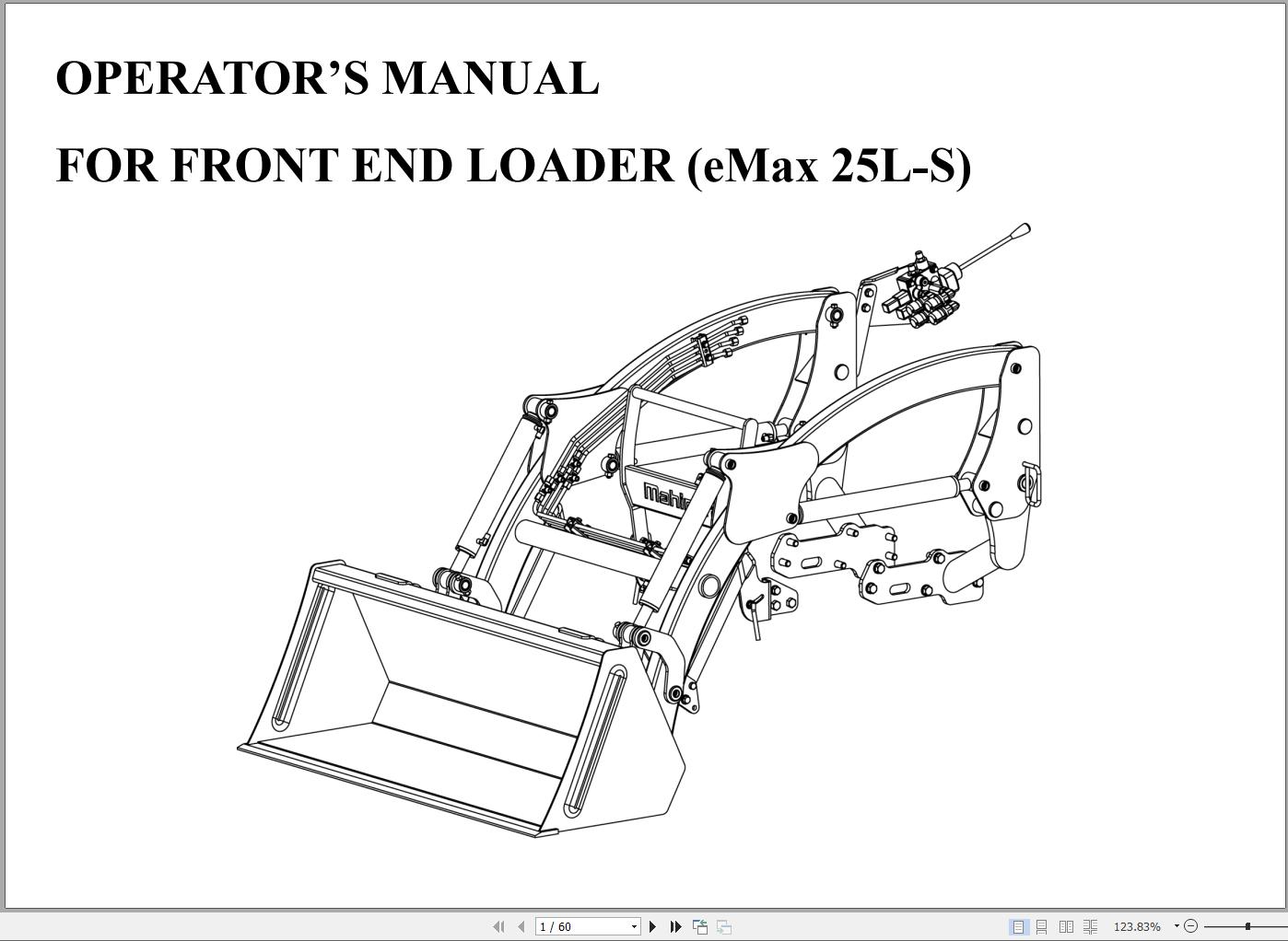 Mahindra Tractor eMax 25 L S Loader Full Operator Manual Fast Download