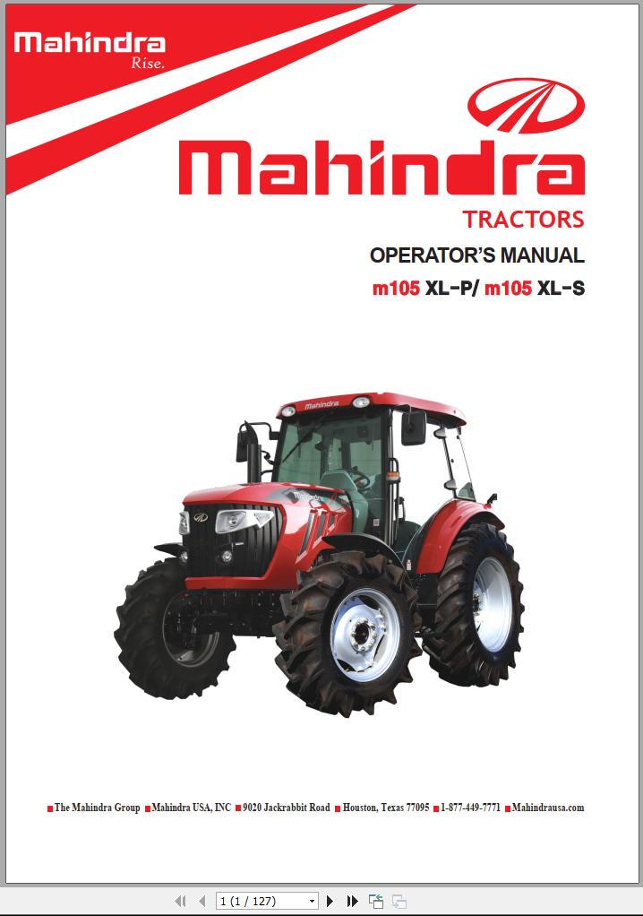 Mahindra Tractor m105XLP m105XLS Full Operator Manual Fast Download