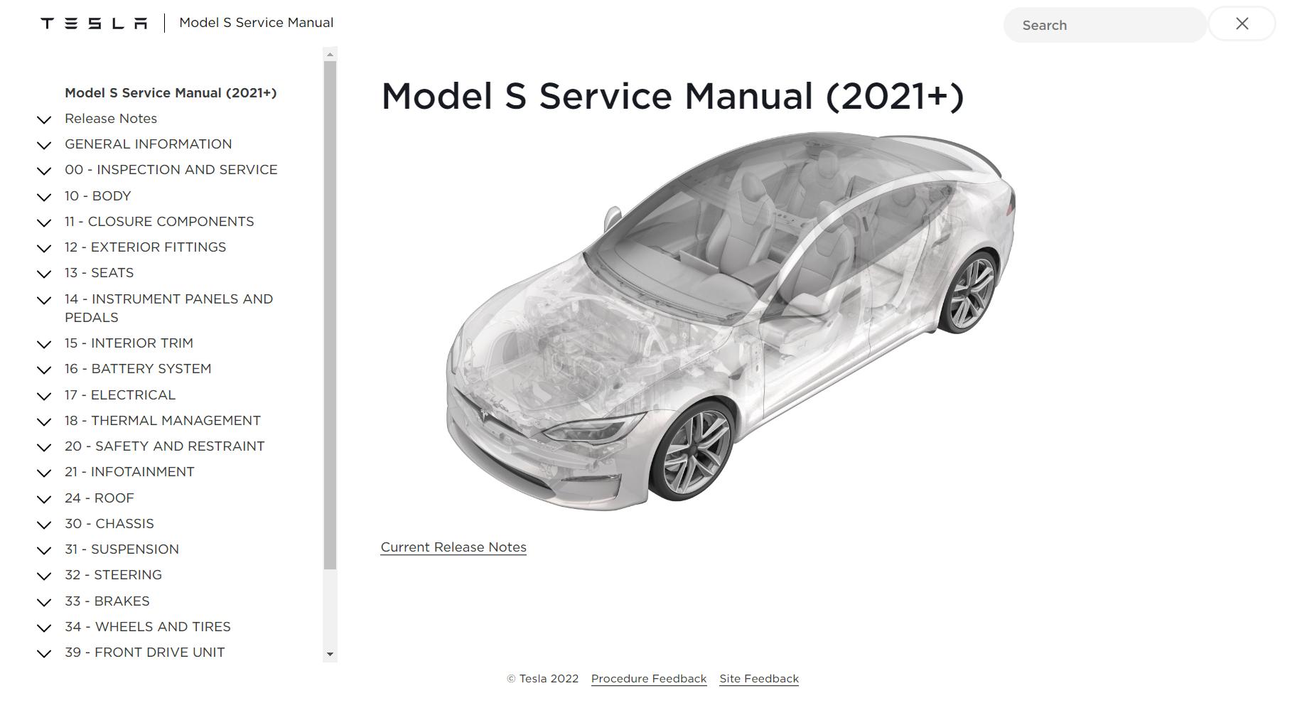 Tesla Model S Full Technical Manual 2021 – 2023 2