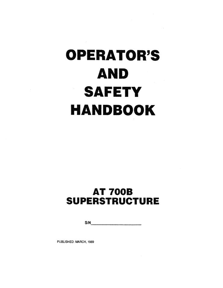 Grove AT700B Crane Operator, Parts, Service Manual