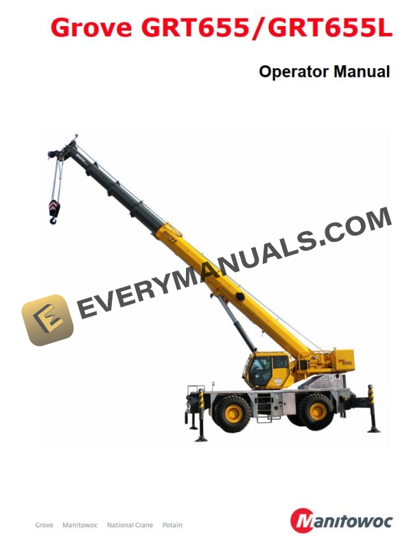 Grove GRT655 GRT655L Crane Operator, Parts, Service Manual