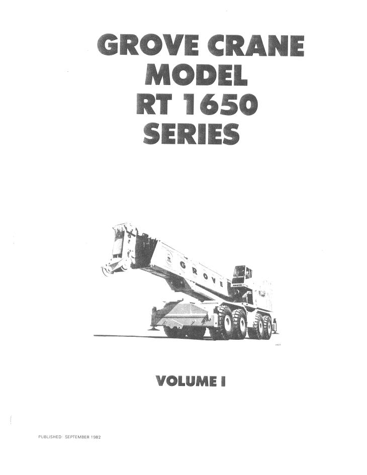 Grove RT1650 Crane Operator, Parts, Service Manual