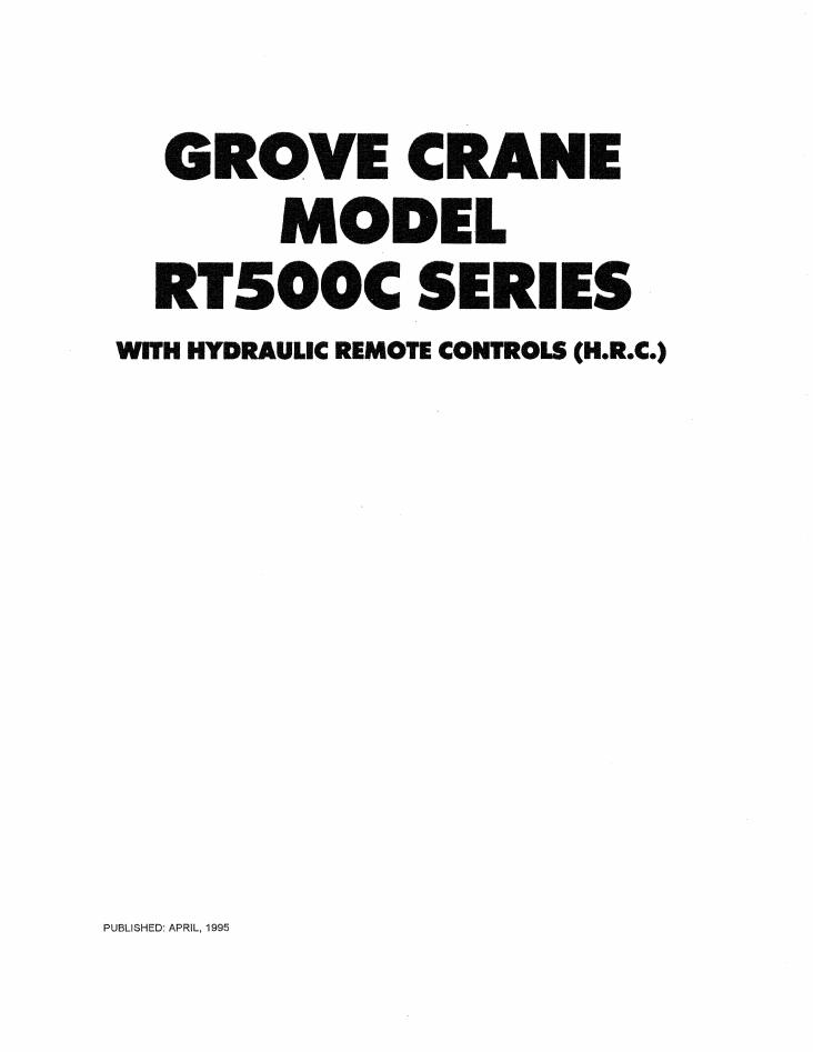 Grove RT500C Crane Operator, Parts, Service Manual_1