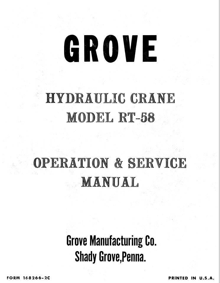 Grove RT58 Crane Operator, Parts, Service Manual_1