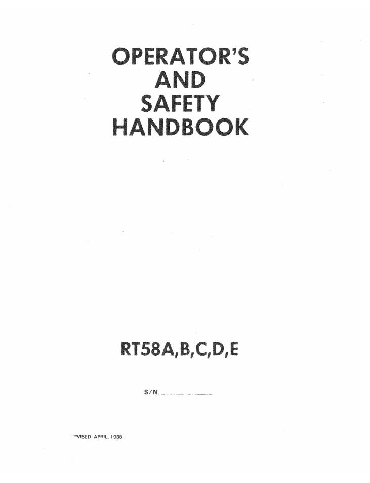 Grove RT58A Crane Operator, Parts, Service Manual