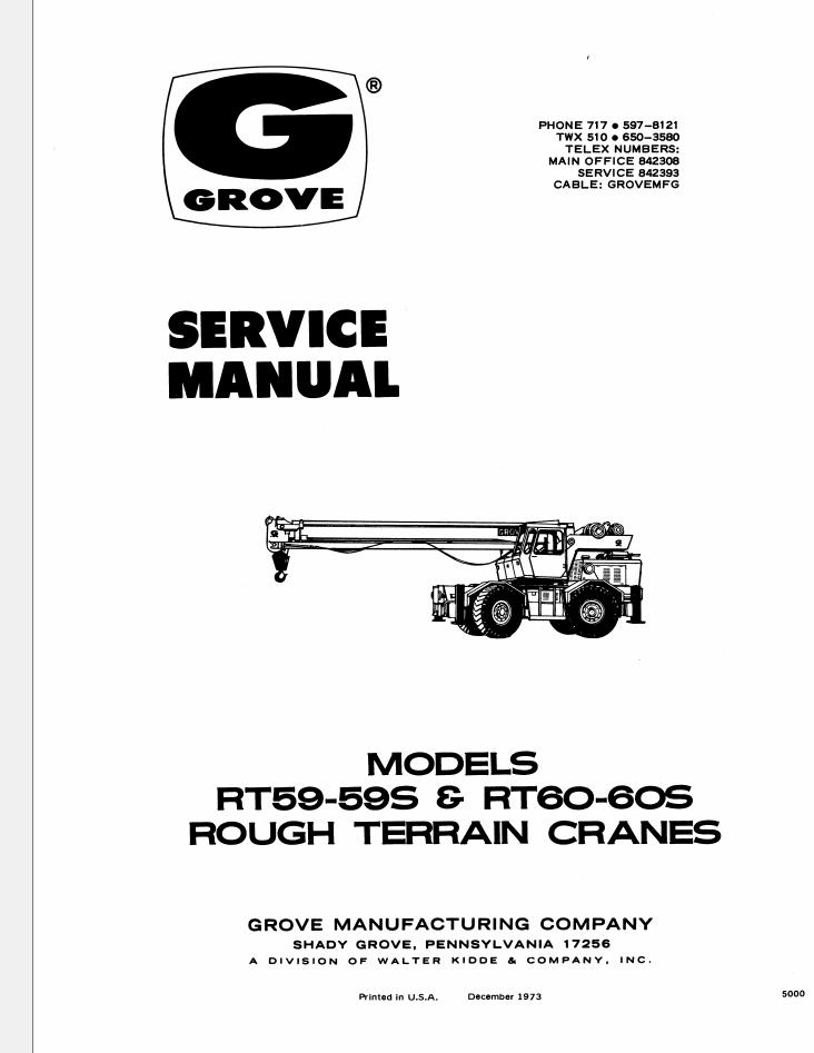 Grove RT60S Crane Parts, Service Manual