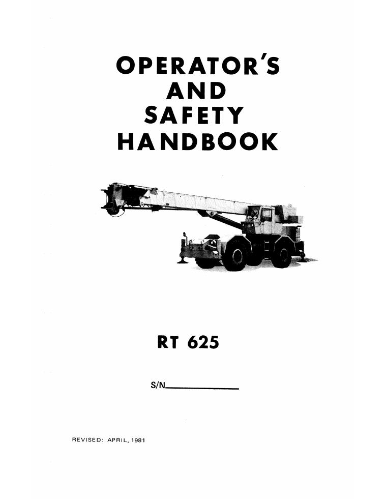 Grove RT625 Crane Operator, Parts, Service Manual