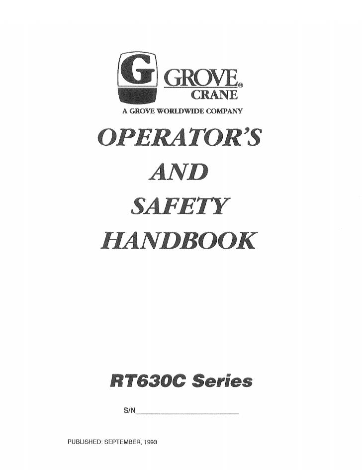 Grove RT630C Crane Loadcharts, Operator, Parts, Service Manual
