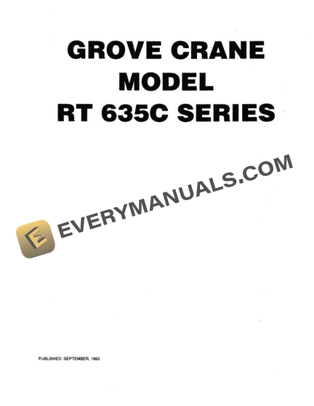 Grove RT635C Crane Operator, Parts, Service Manual