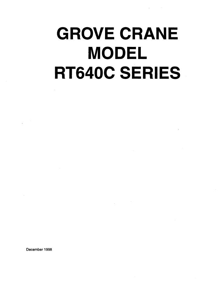 Grove RT640C Crane Parts, Service Manual