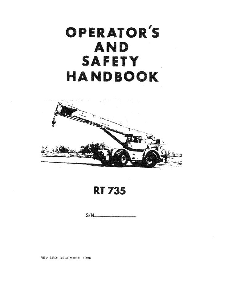 Grove RT735 Crane Operator, Parts Manual