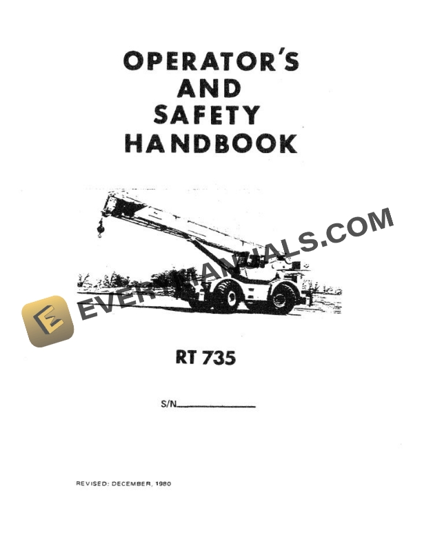 Grove RT735 Crane Operator, Parts Manual