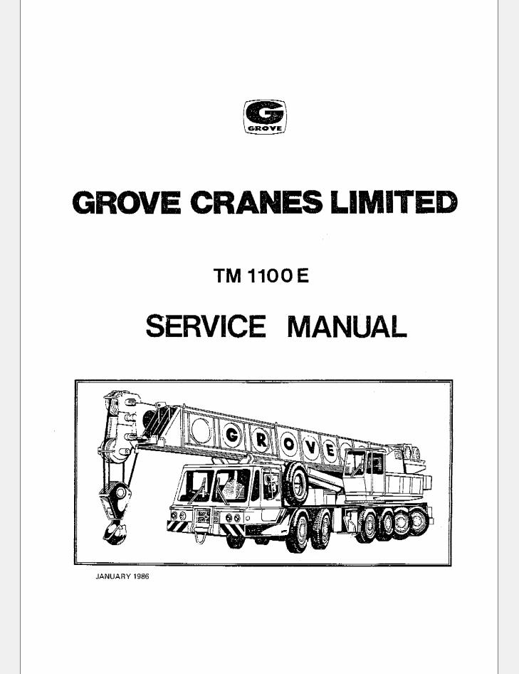 Grove TM1100E Crane Operator, Service Manual