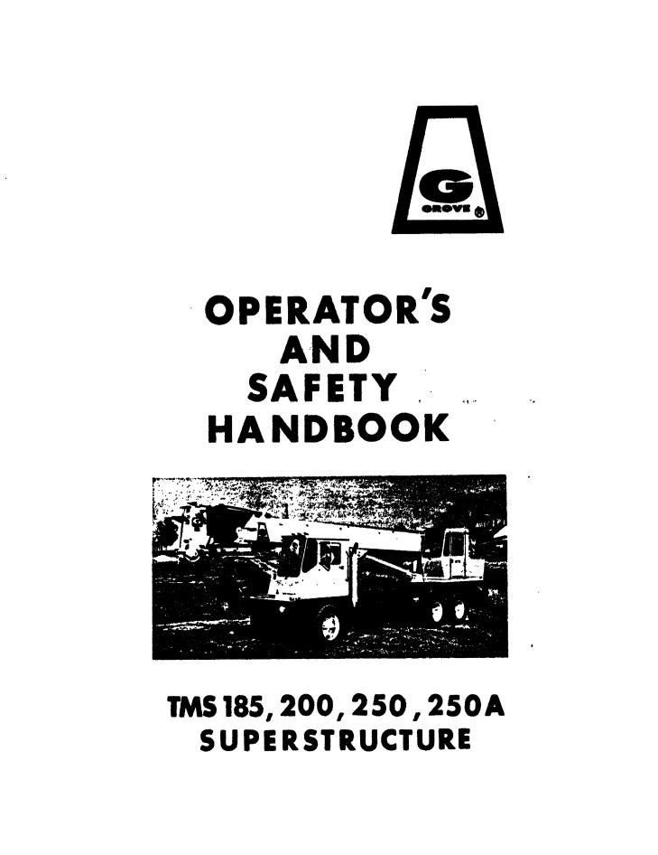 Grove TMS145A Crane Operator, Parts, Service Manual