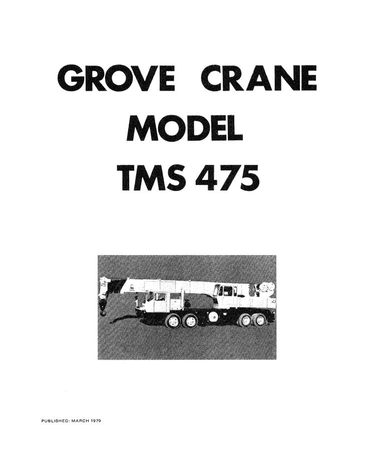Grove TMS475 Crane Electrical Schematic, Shop Manuals