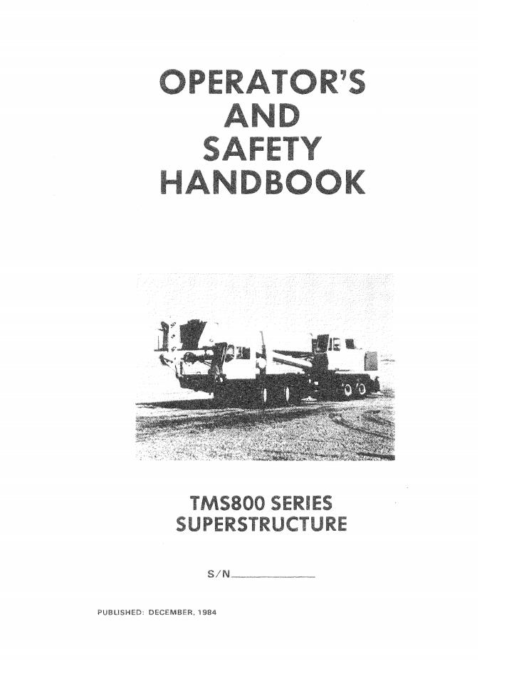 Grove TMS800 Crane Operator, Service Manual