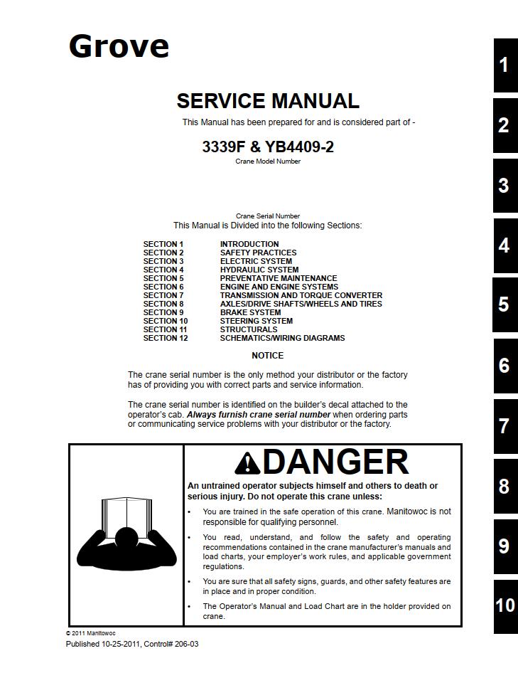 Grove YB4409-2 Crane Hydraulic Schematic, Shop Manuals
