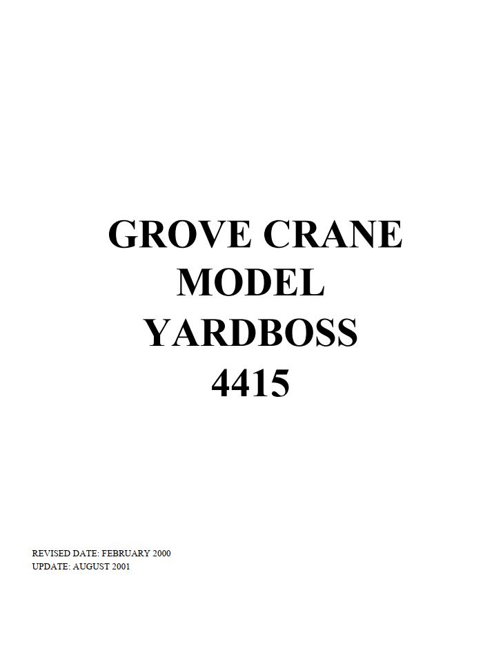 Grove YB4415 Crane Operator, Parts, Service Manual