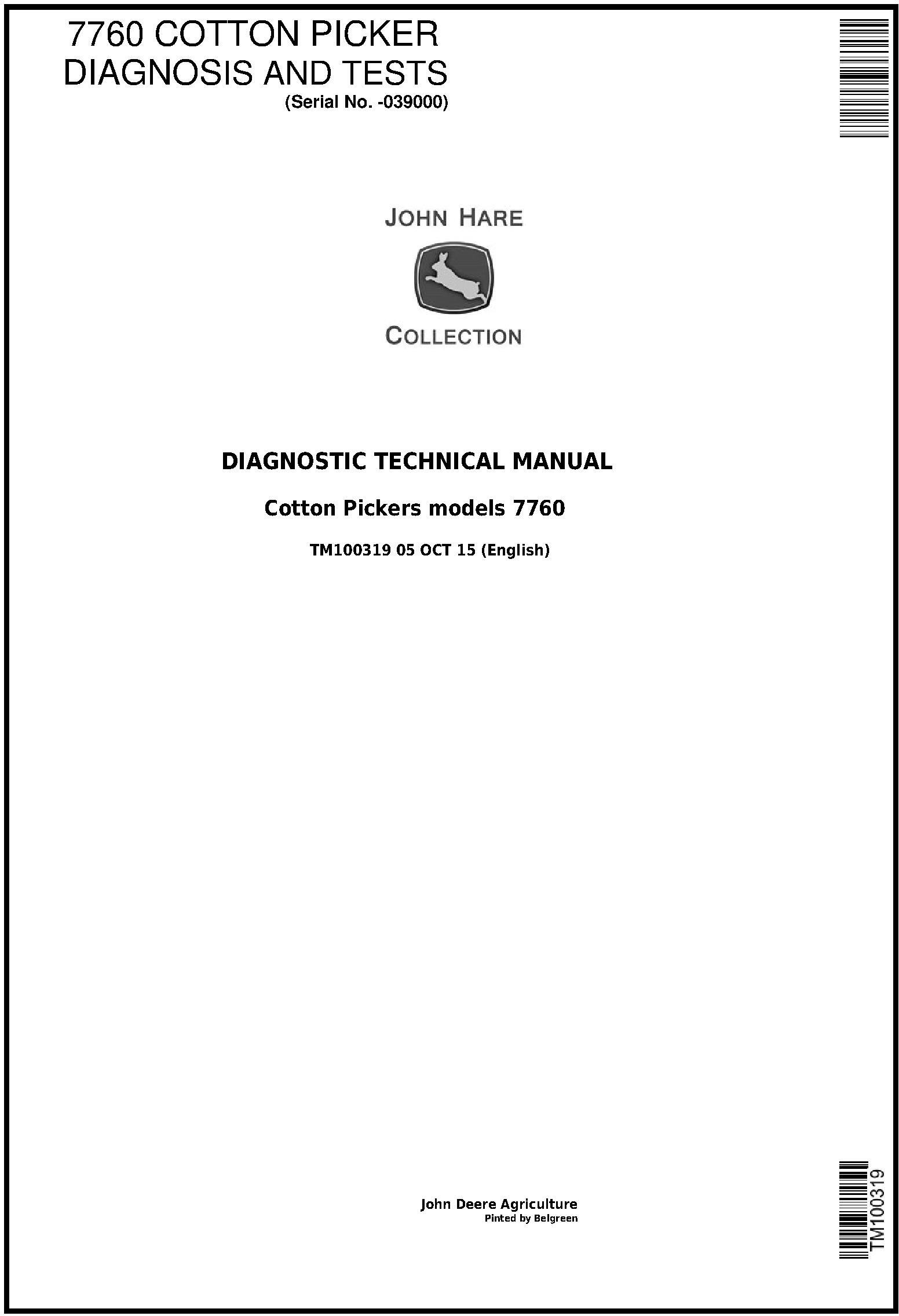 John Deere 7760 Cotton Picker Technical Manual TM100319
