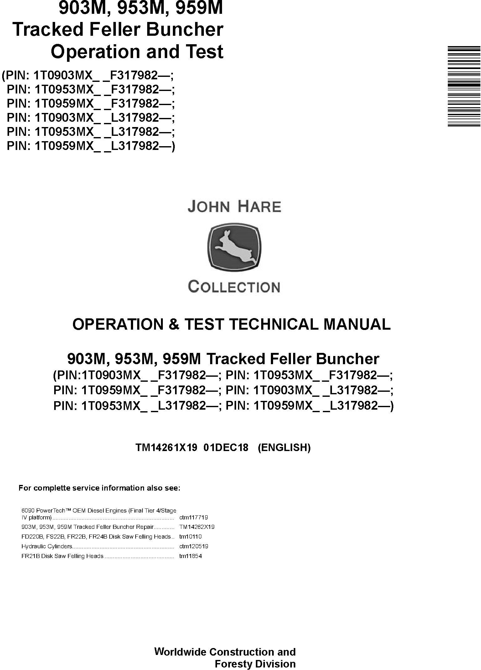 John Deere Agricultural 903M 953M 959M Technical Manual TM14261X19