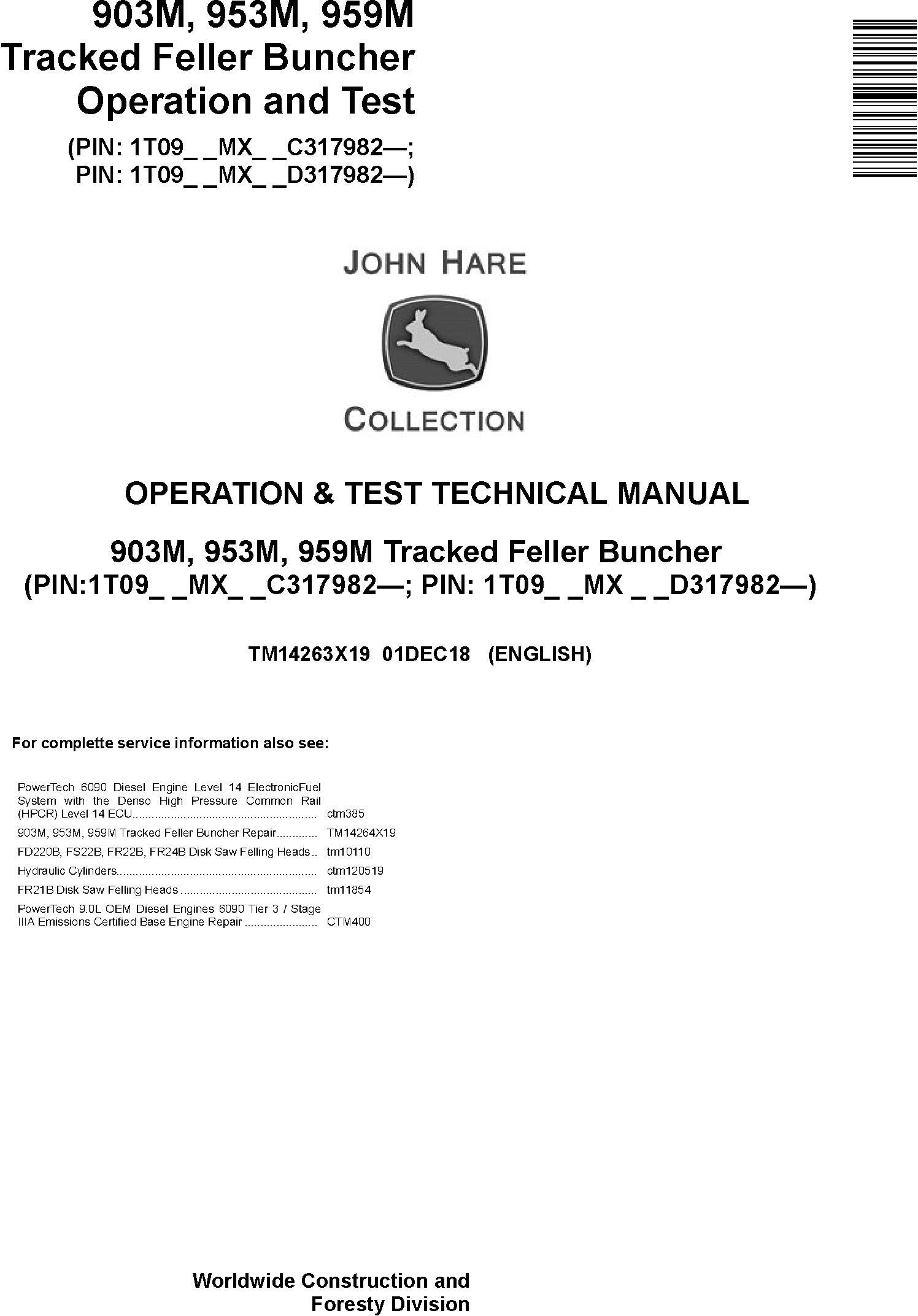 John Deere Agricultural 903M 953M 959M Technical Manual TM14263X19