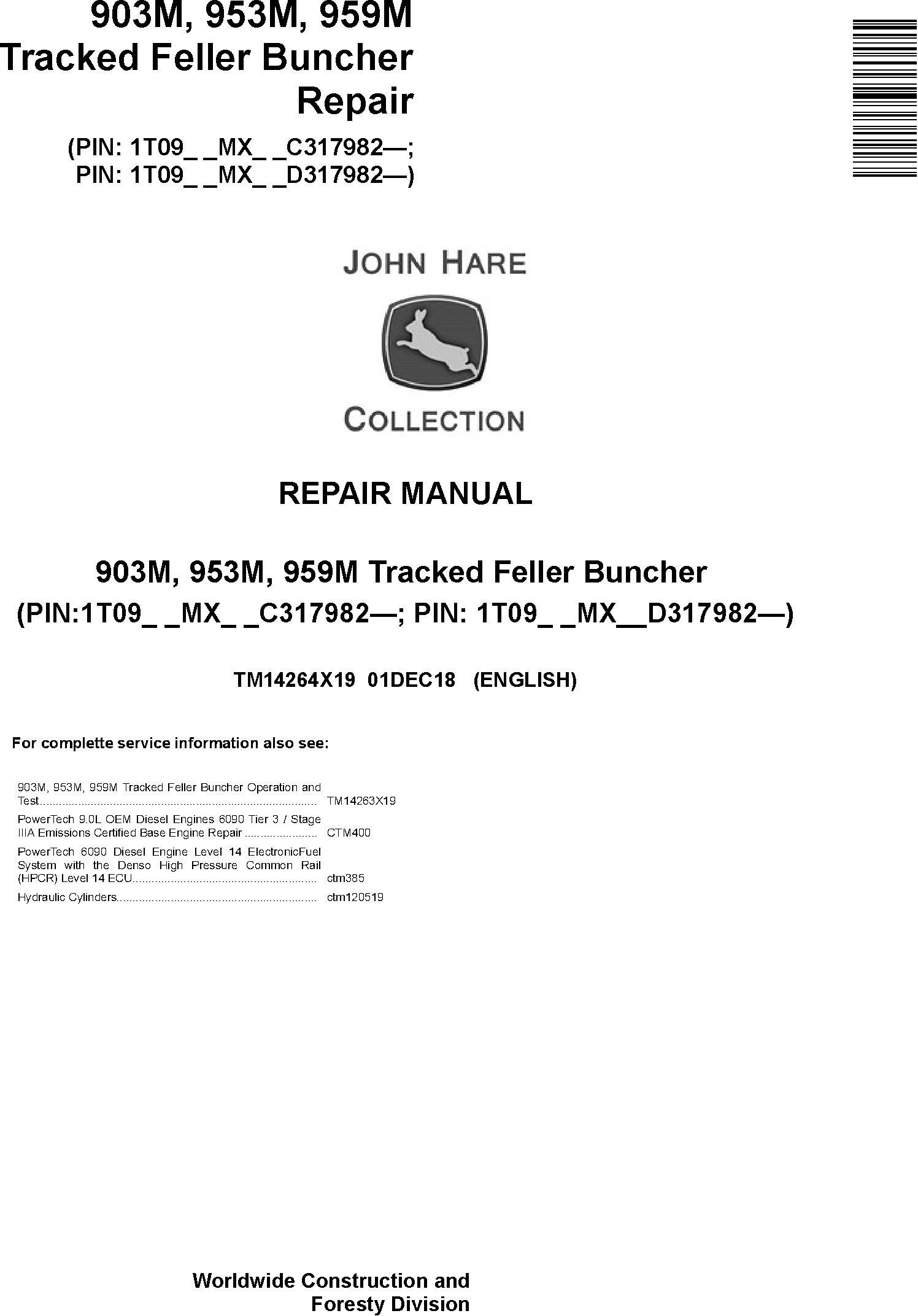 John Deere Agricultural 903M 953M 959M Technical Manual TM14264X19