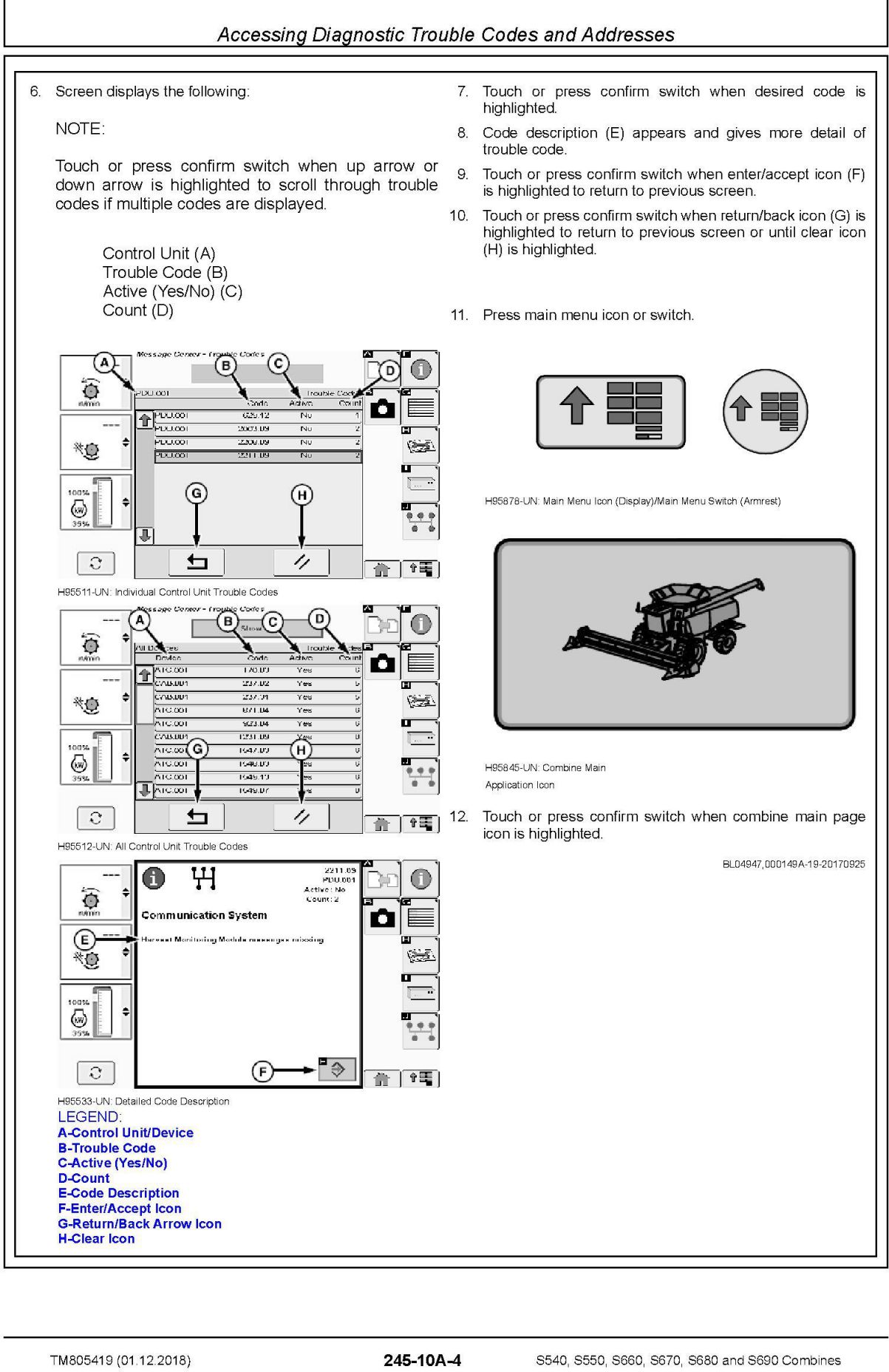John Deere S540 to S690 Combine Technical Manual TM805419_1