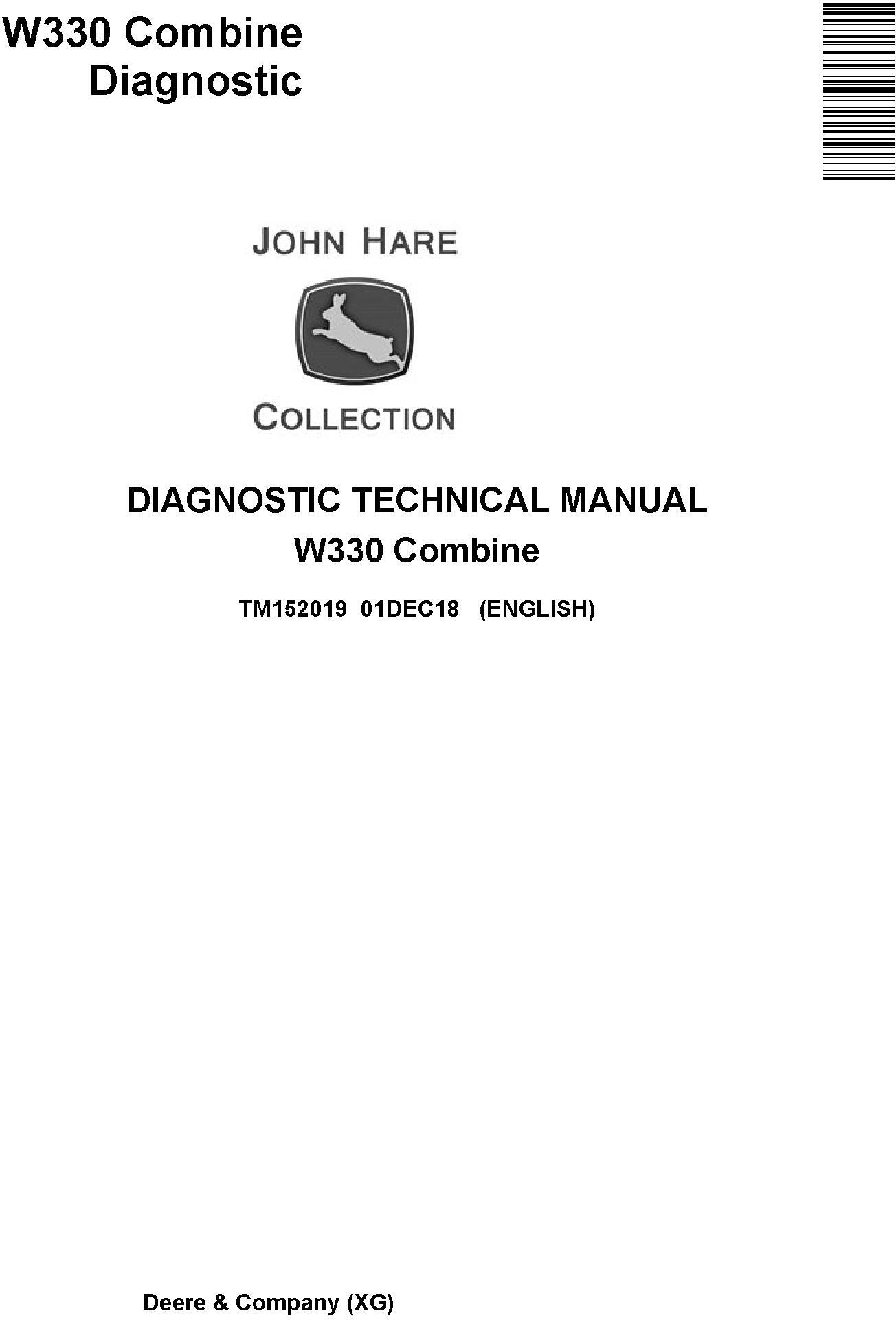 John Deere W330 Combine Technical Manual TM152019