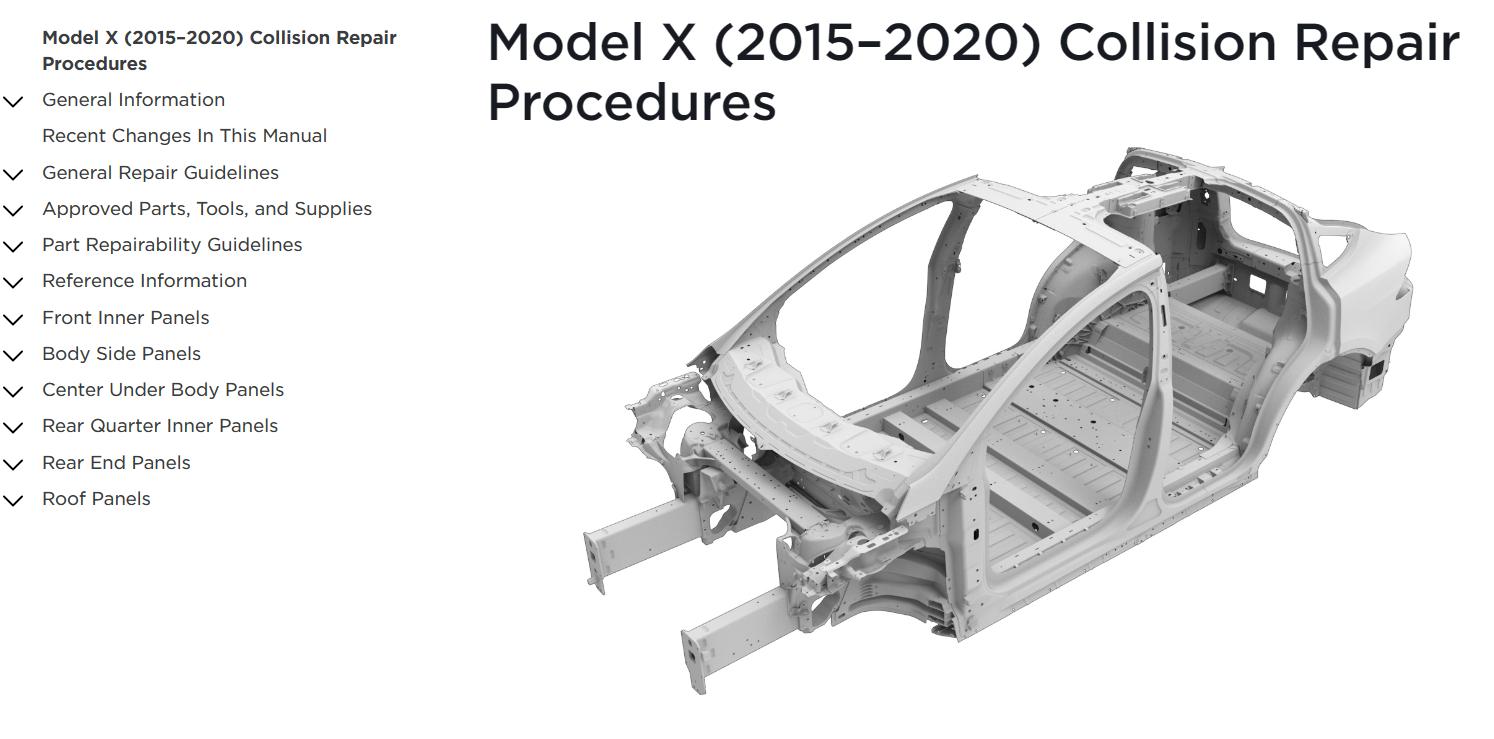Tesla Model X Collision Repair Procedures 2015 – 2020