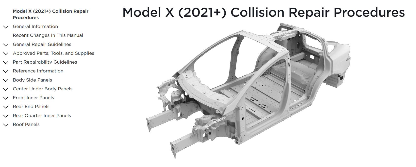 Tesla Model X Collision Repair Procedures 2021 – 2023