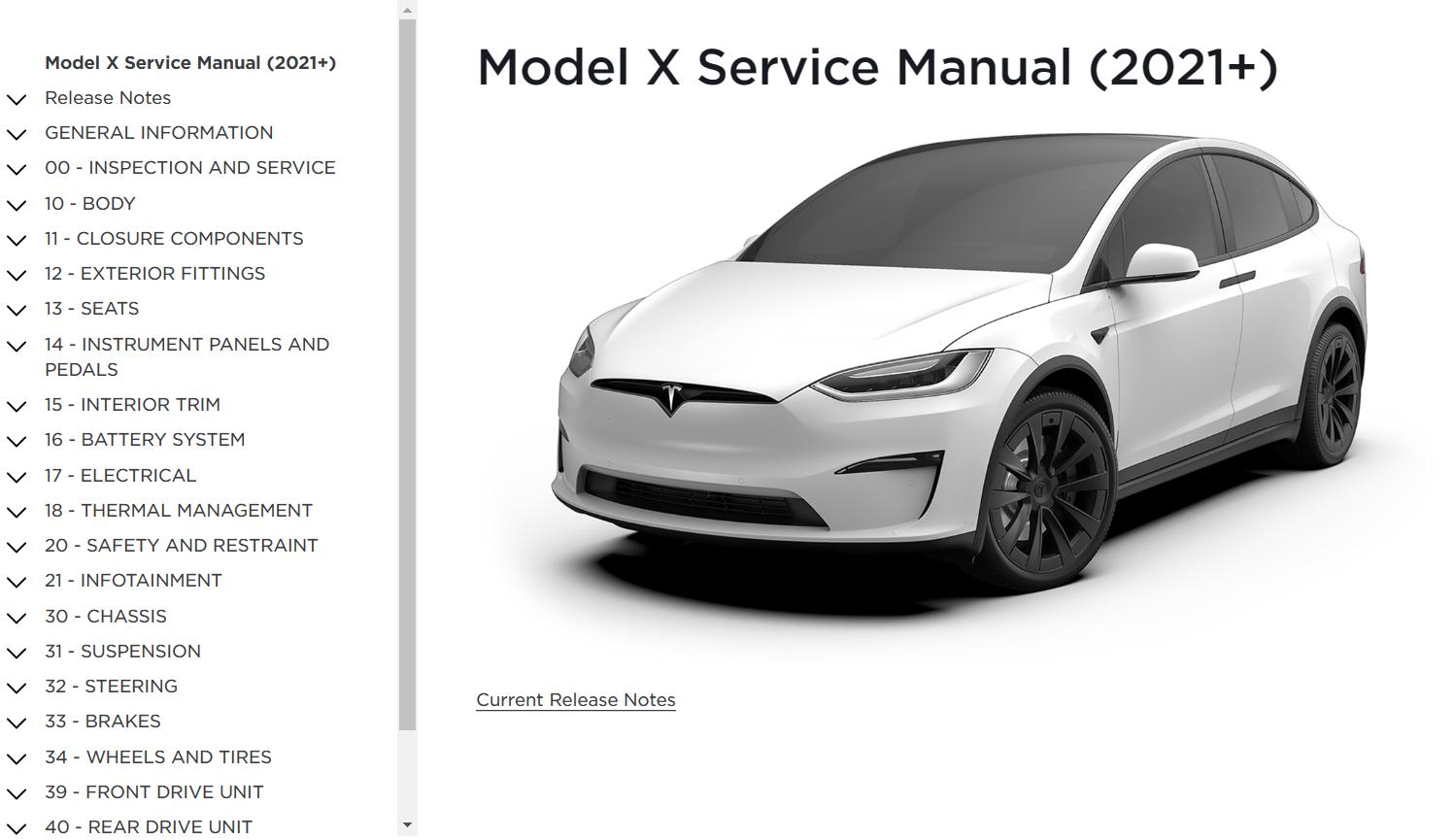 Tesla Model X Service Manual 2021 – 2023