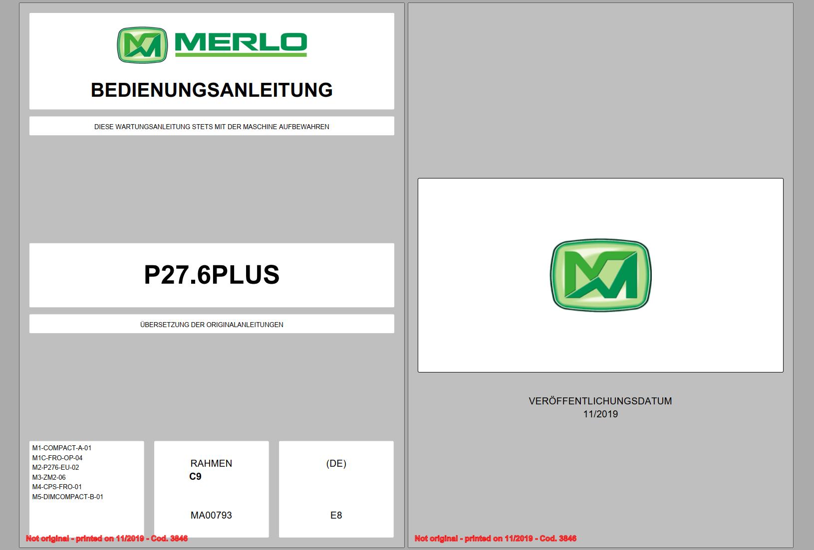 011_Merlo Panoramic P27.6 PLUS TOP Service Manuals DE
