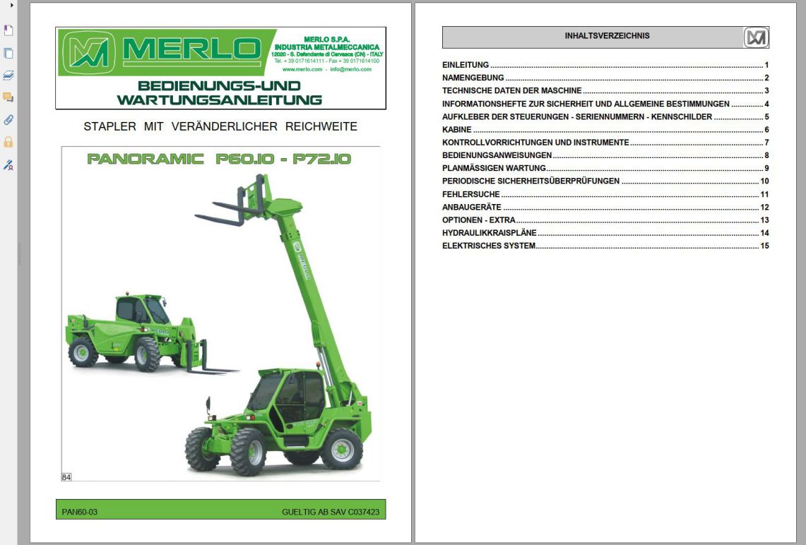 017_Merlo Panoramic P60.10 P72.10 Service Manuals DE