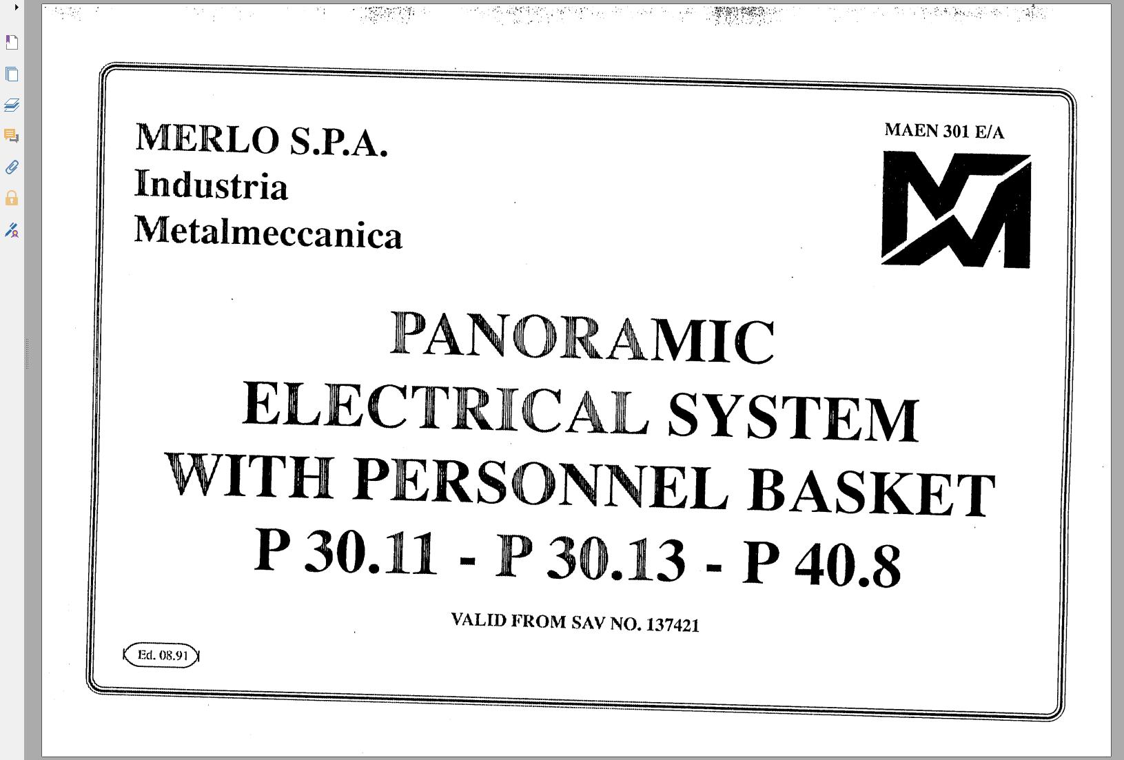 019_Merlo Panoramic XS Driver Train Manual, Hydraulic, Electrical Diagram DE