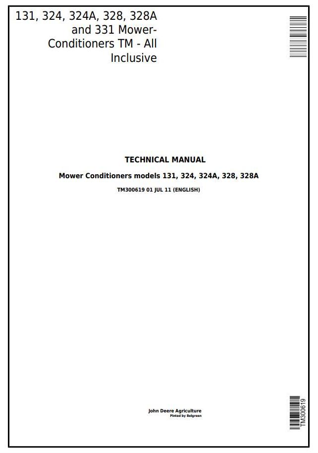 John Deere 131 to 331 Mower-Conditioners Technical Manual TM300619