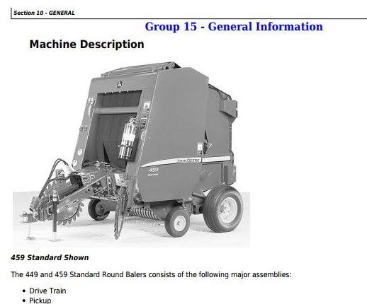 John Deere 449 459 Round Balers Technical Manual TM121019