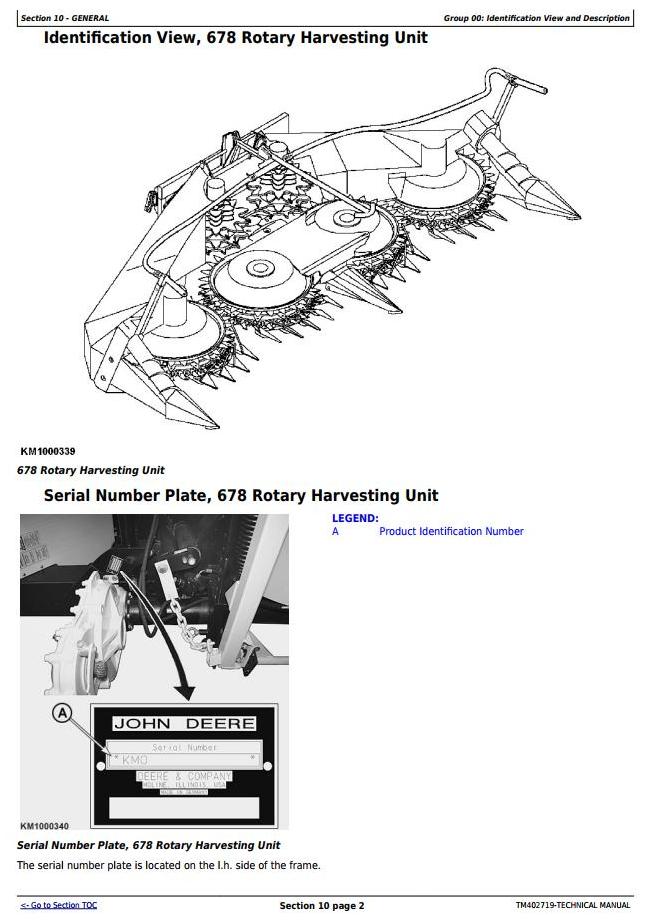 John Deere 678 Rotary Harvesting Unit Technical Manual TM402719_1