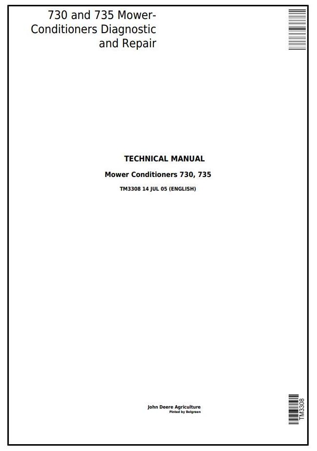 John Deere 730 735 Mower-Conditioner Technical Manual TM3308