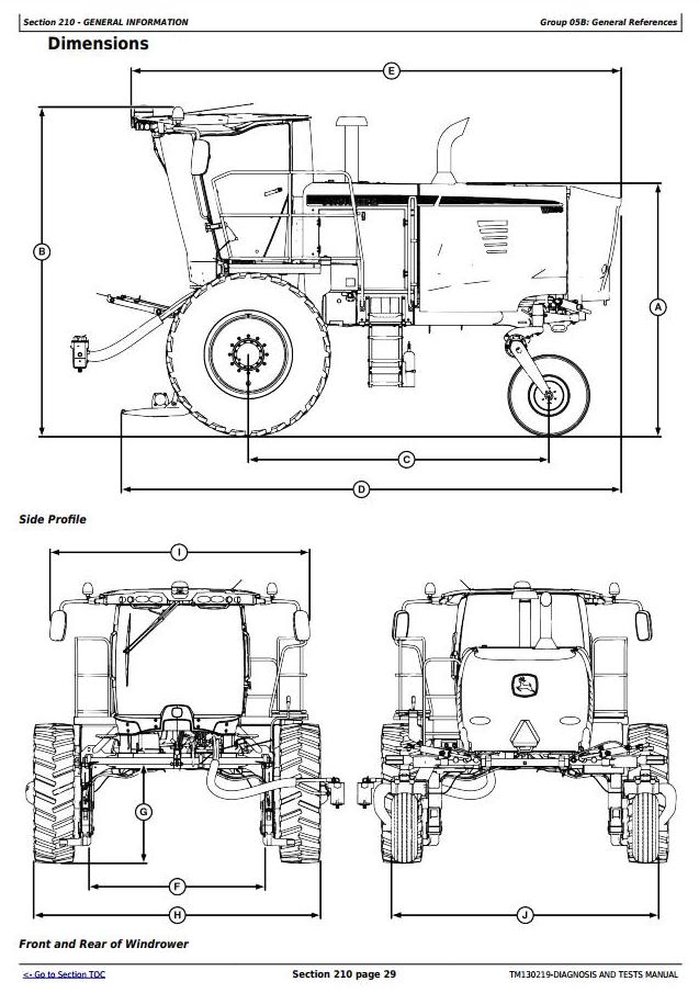 John Deere W235 Self-Propelled Draper Windrower Technical Manual TM130219