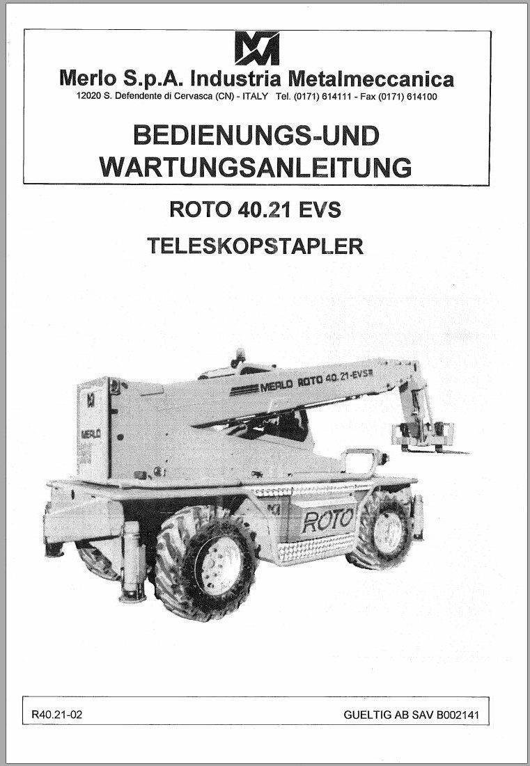 Merlo ROTO EVS R40.18 R40.21 Service Manuals (SAV 841341-) DE