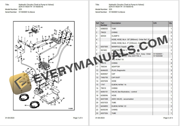 Bobcat 325 511820001 & Above Parts Catalog