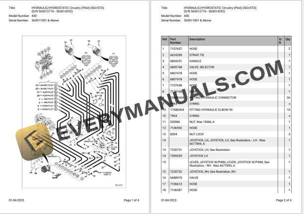 Bobcat 430 563011001 & Above Parts Catalog