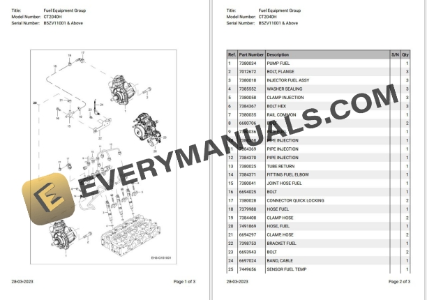 Bobcat CT2040H B5ZV11001 & Above Parts Catalog