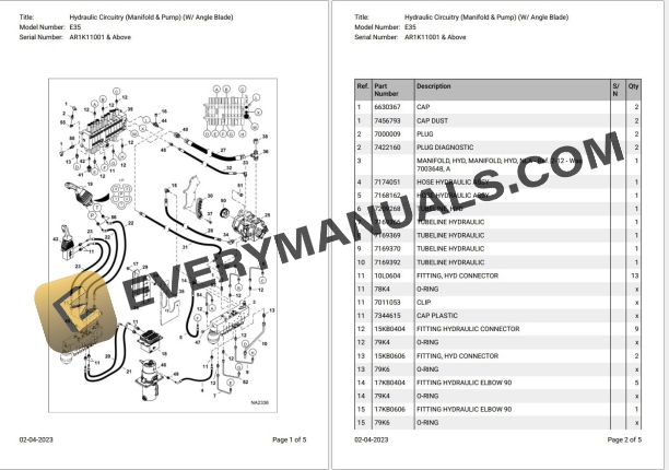 Bobcat E35 AR1K11001 & Above Parts Catalog